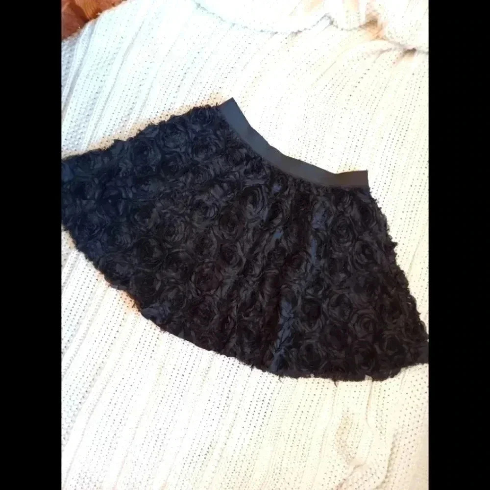 Free People Black Textured Skater Skirt